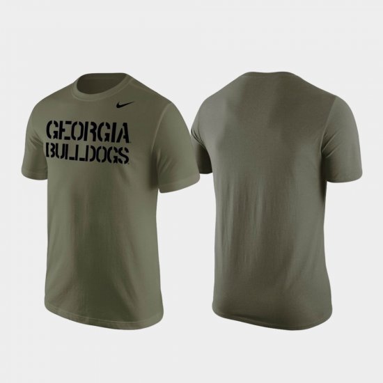 Stencil Wordmark Georgia Bulldogs Men Olive T-Shirt 594428-259