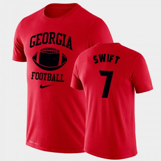 #7 D\'Andre Swift Retro Football UGA Bulldogs Legend Performance Men\'s Red T-Shirt 896427-488