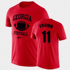 #11 Jake Fromm Retro Football UGA Bulldogs Legend Performance Mens Red T-Shirt 220249-615