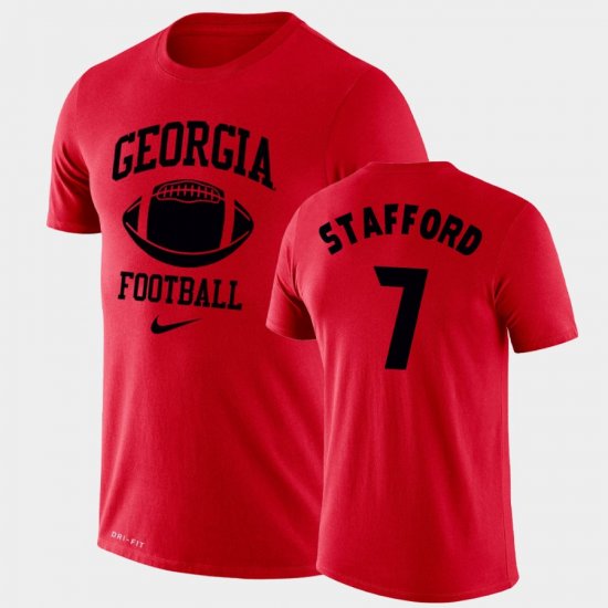 #7 Matthew Stafford Retro Football UGA Legend Performance Men\'s Red T-Shirt 616110-260