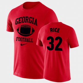 #32 Monty Rice Retro Football UGA Bulldogs Legend Performance Men's Red T-Shirt 143971-286