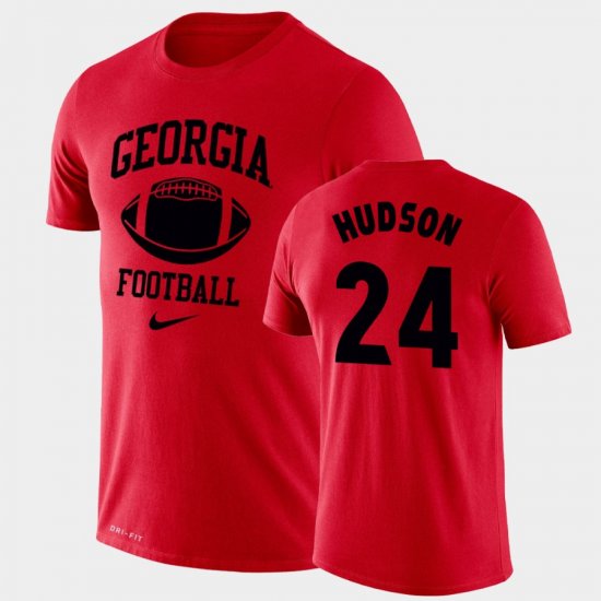 #24 Prather Hudson Retro Football UGA Bulldogs Legend Performance Men Red T-Shirt 836495-594