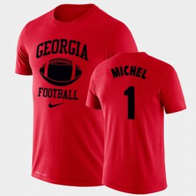 #1 Sony Michel Retro Football Georgia Legend Performance Men's Red T-Shirt 572030-827