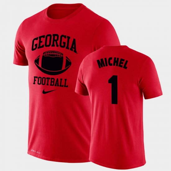 #1 Sony Michel Retro Football Georgia Legend Performance Men\'s Red T-Shirt 572030-827