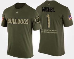 #1 Sony Michel Military UGA Bulldogs Short Sleeve With Message Mens Camo T-Shirt 626060-537