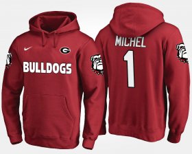 #1 Sony Michel Name and Number UGA Bulldogs Men's Red Hoodie 910240-804