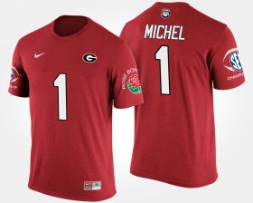 #1 Sony Michel Bowl Game UGA Southeastern Conference Rose Bowl Men Red T-Shirt 390544-717