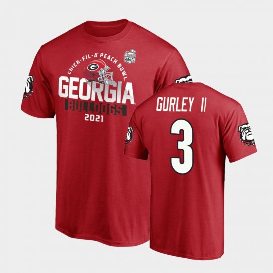 #3 Todd Gurley II 2021 Peach Bowl Georgia Men\'s Red T-Shirt 556128-991