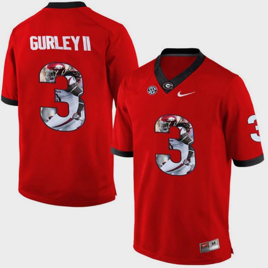 #3 Todd Gurley II Pictorial Fashion University of Georgia Mens Red Jersey 288877-474