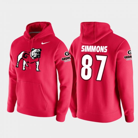 #87 Tyler Simmons Vault Logo Club UGA College Football Pullover Mens Red Hoodie 747506-727