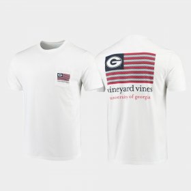 Americana Flag UGA Bulldogs Vineyard Vines Men's White T-Shirt 156884-477