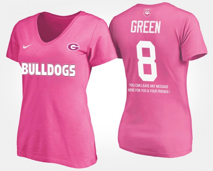 #8 A.J. Green Name and Number UGA With Message Women\'s Pink T-Shirt 993258-561