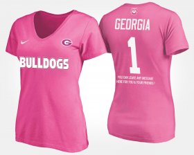 #1 Name and Number UGA Bulldogs No.1 Short Sleeve With Message Womens Pink T-Shirt 743819-935